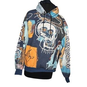 Jean Michael Basquat + Members Only Blue Graphic Hoodie size medium